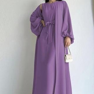 Archive Piece Loose Lantern Sleeve Abaya 3-Piece Set - MP055 (Size S Only)