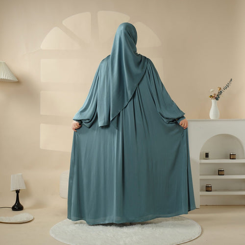 Archive Piece Pleated Shoulder Crinkle Open Abaya - MP047 (Size M Only)