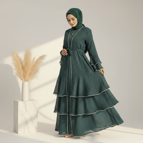 Archive Piece Shimmer Crepe Open Abaya & Belt Set - MP013 (Size M Only)