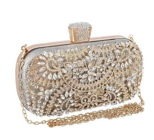 Artisan Crystal-Flower Evening Clutch Luxury Glitter Handbag for Couture & Galas (MAC274)