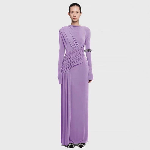 Asymmetric Draped Evening Gown(MS220)