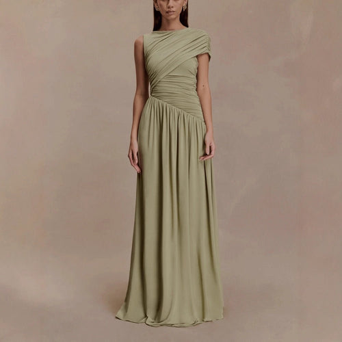 Asymmetric Draped Maxi Dress(MS352)