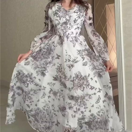 Botanical Print Maxi Dress (MS392)