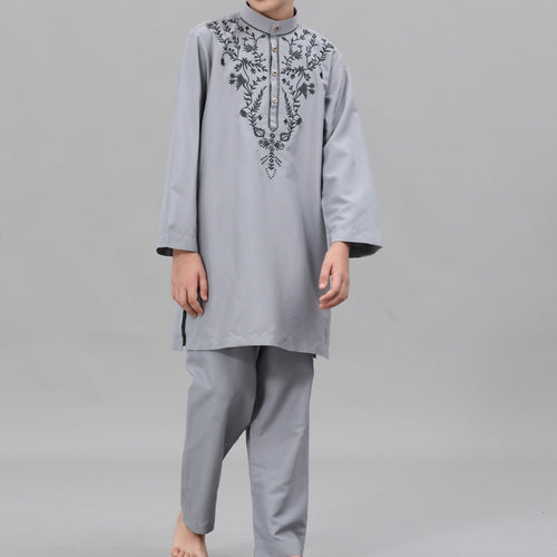 Boys' Embroidered Thobe Set with Pants(MKB034)