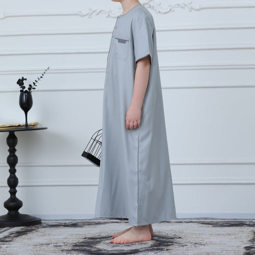 Boys' Thobe with Contrast Stitching & Pockets(MKB033)