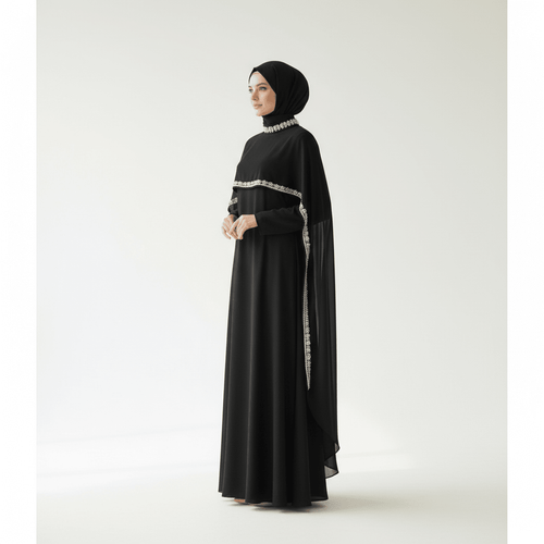 Celestial Rhinestone Cape Abaya | Luxury 2-Piece Set(MA344)