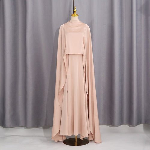 Champagne Satin Cape & Skirt Set(MS314)