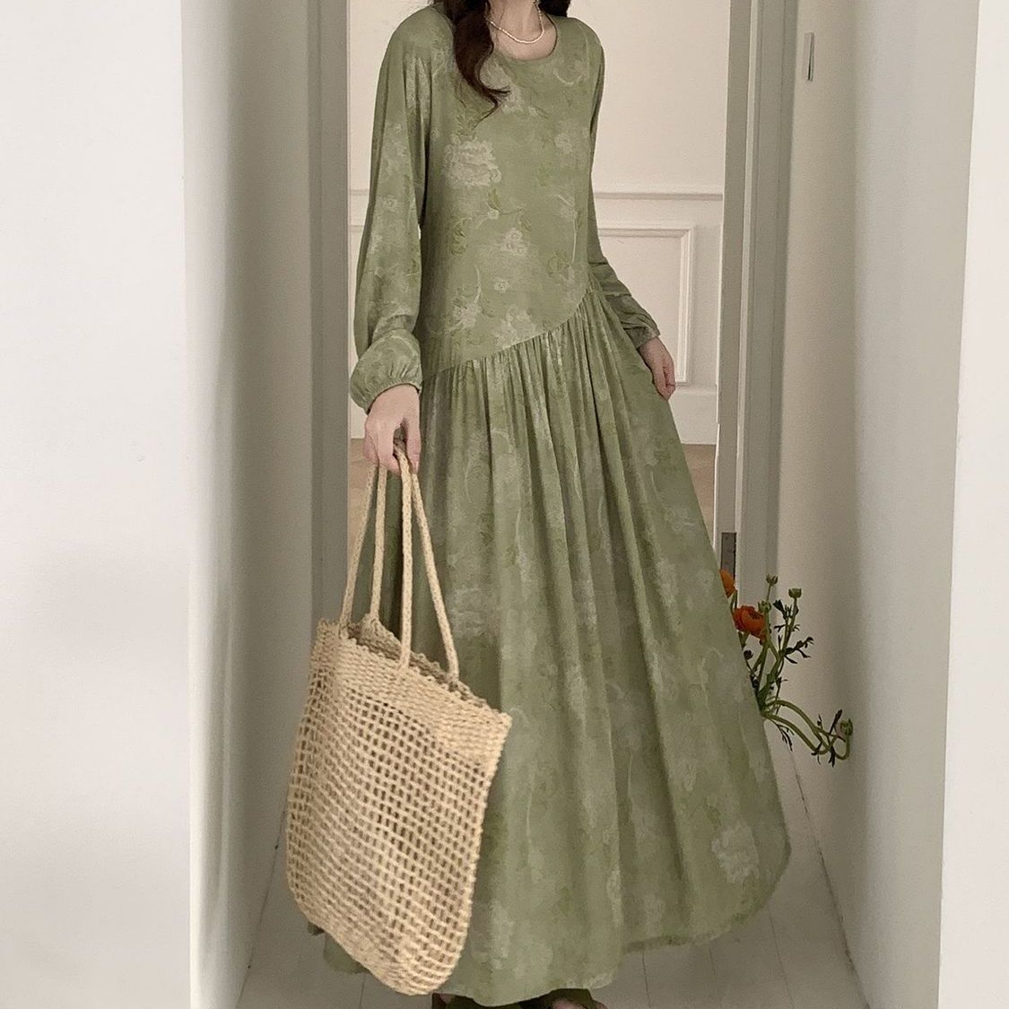 Floral Print Maxi Dress(MS425)