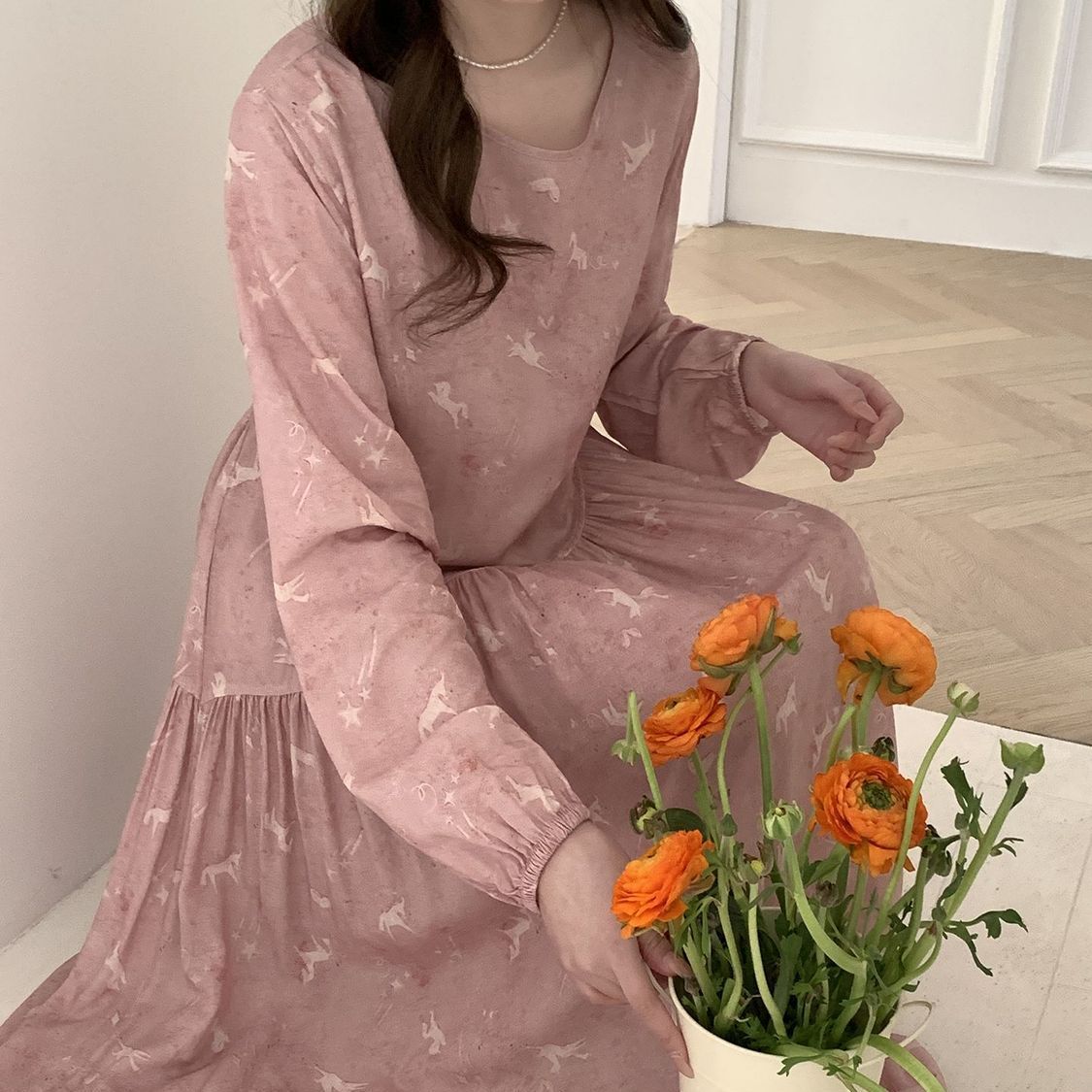Floral Print Maxi Dress(MS425)