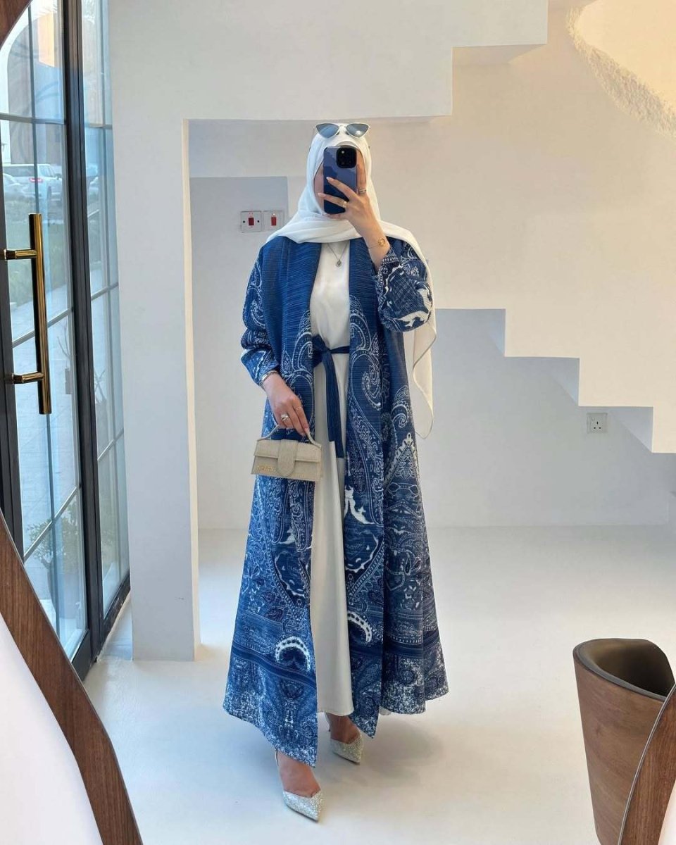 Floral Print Muslim Trench Coat - Modest Commuter Jacket Cape Robe(MOA212)