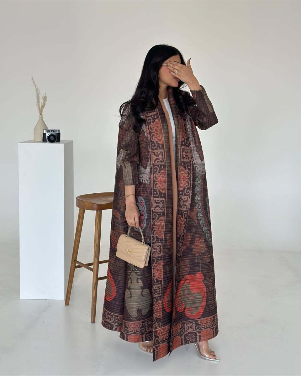 Floral Print Muslim Trench Coat - Modest Commuter Jacket Cape Robe(MOA212)