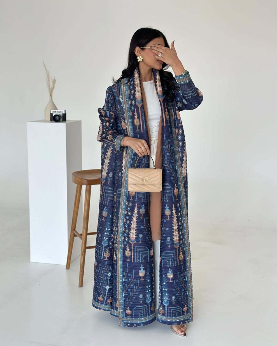 Floral Print Muslim Trench Coat - Modest Commuter Jacket Cape Robe(MOA212)