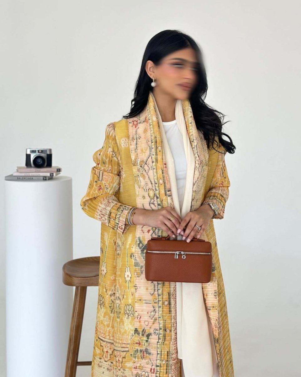 Floral Print Muslim Trench Coat - Modest Commuter Jacket Cape Robe(MOA212)