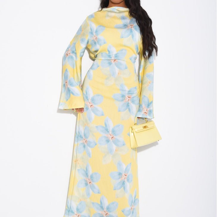 Floral Print Washed Crinkle Maxi Dress(MS437)