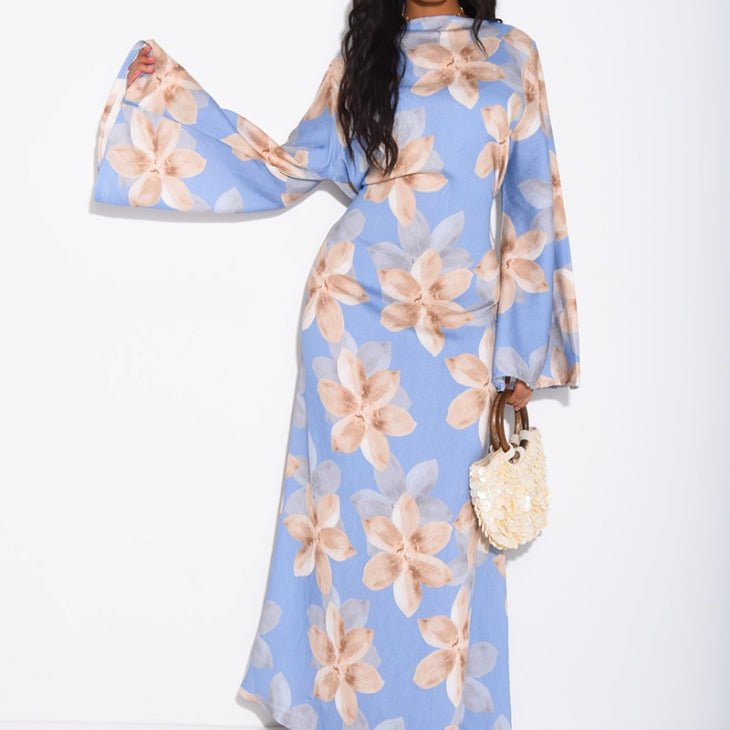 Floral Print Washed Crinkle Maxi Dress(MS437)