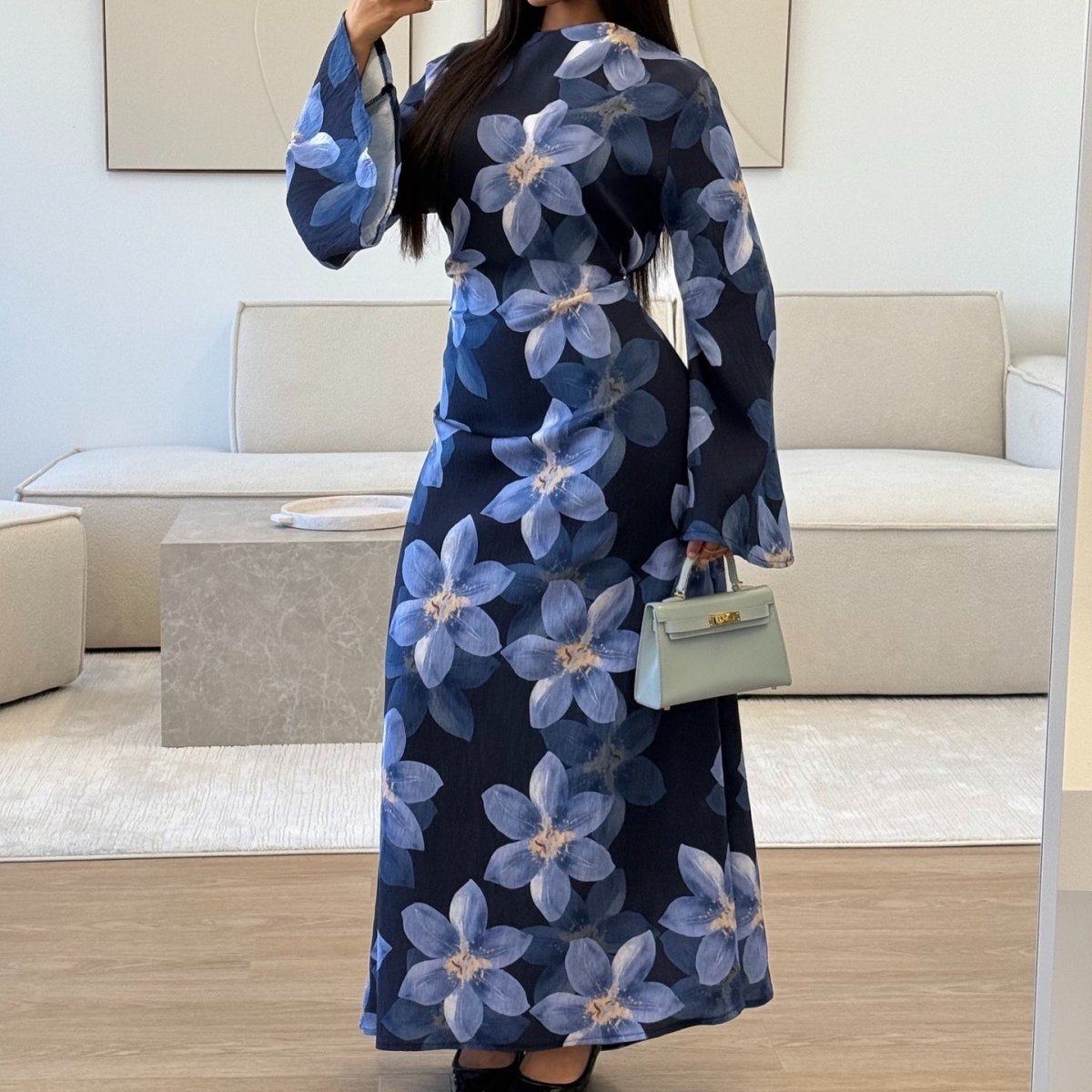 Floral Print Washed Crinkle Maxi Dress(MS437)