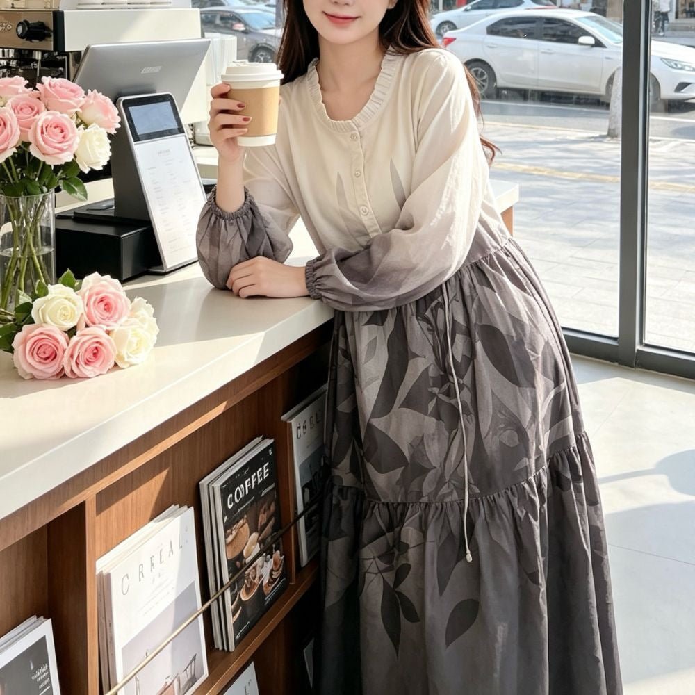 Gradient Tie-Dye Loose Maxi Dress(MS404)