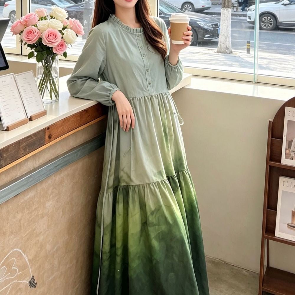 Gradient Tie-Dye Loose Maxi Dress(MS404)