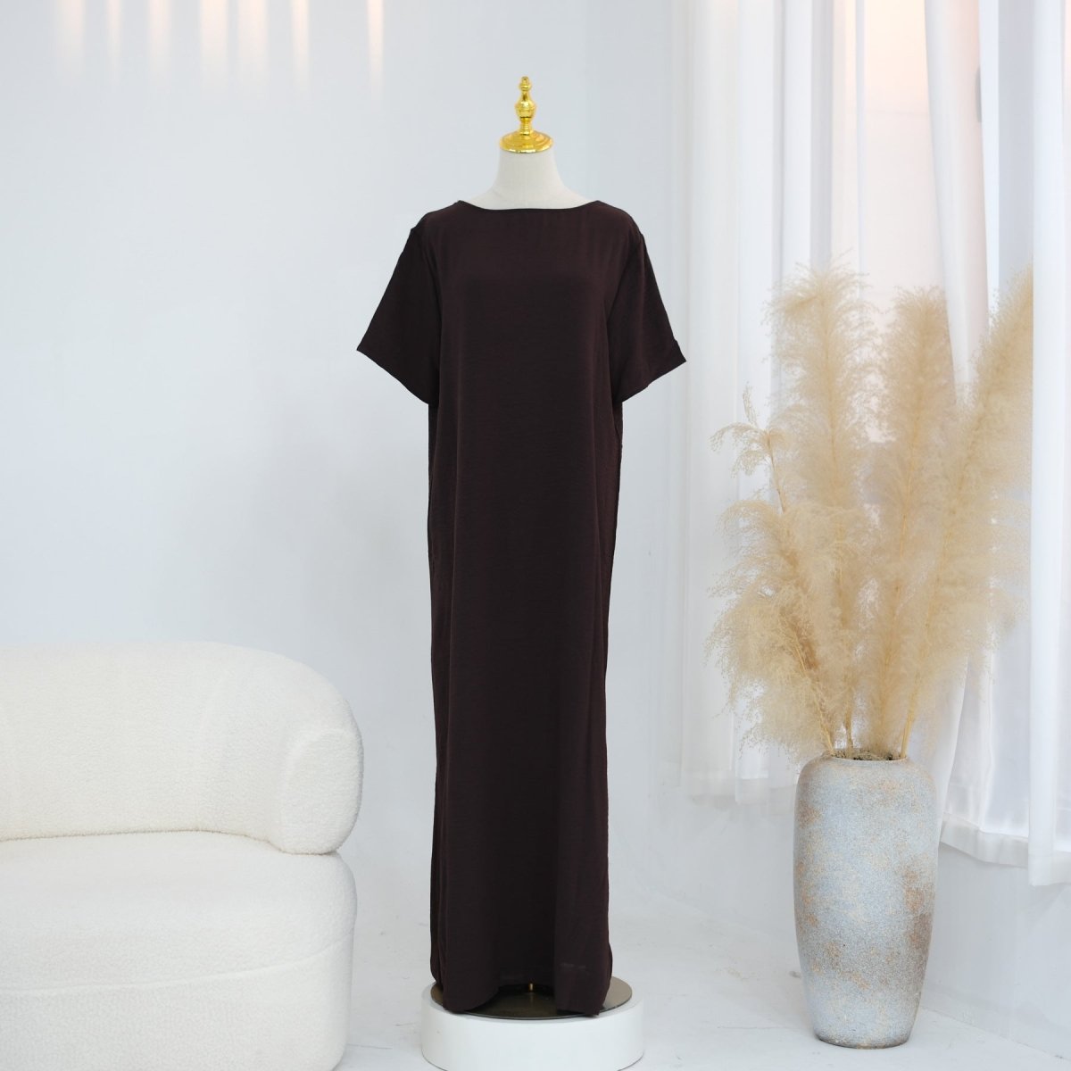 Ice Silk Crinkle Basic Dress(MA392)