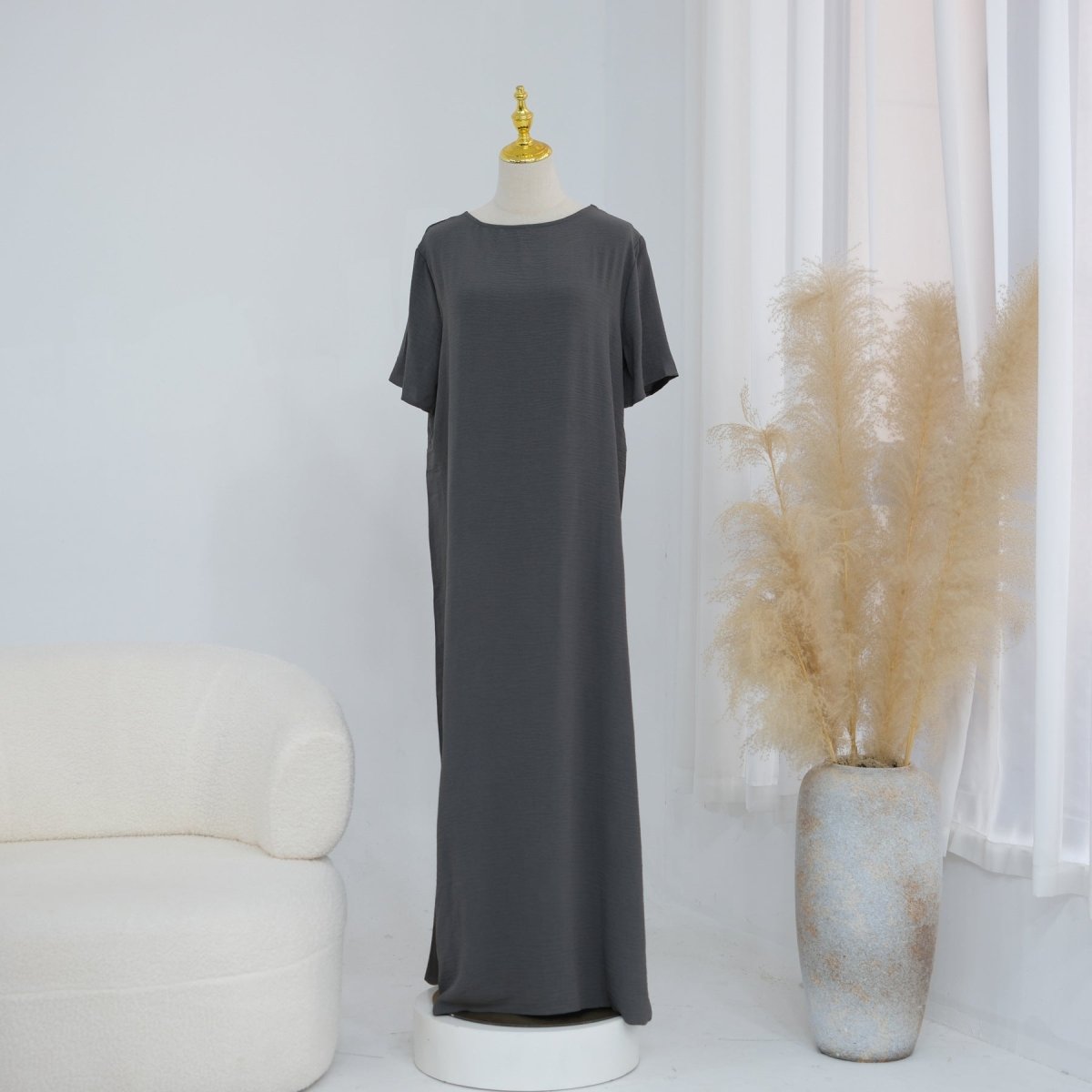 Ice Silk Crinkle Basic Dress(MA392)