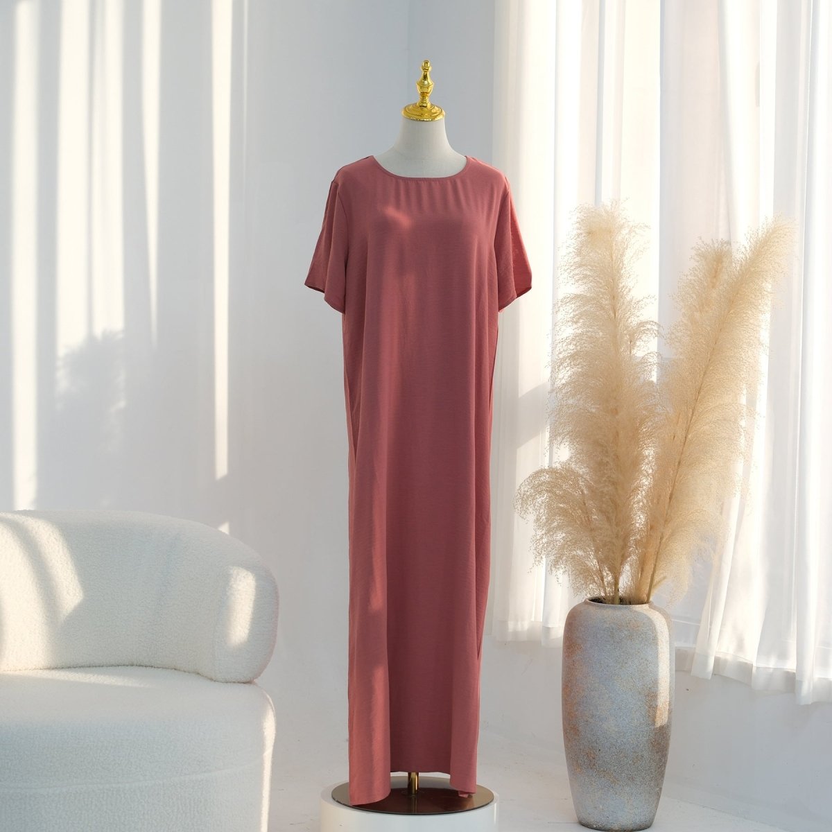 Ice Silk Crinkle Basic Dress(MA392)