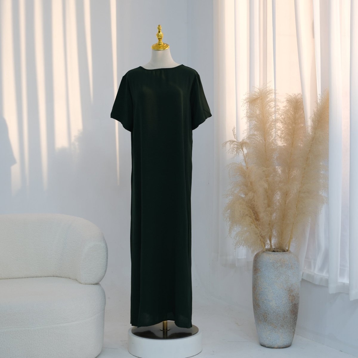 Ice Silk Crinkle Basic Dress(MA392)