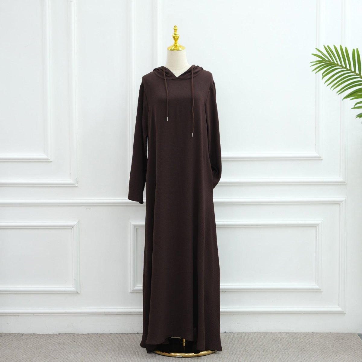 Ice Silk Crinkle Hooded Dress with Pockets(MA393)