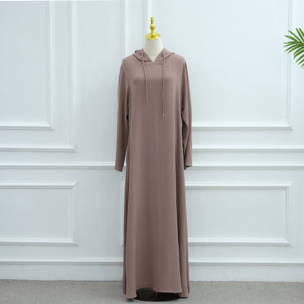 Ice Silk Crinkle Hooded Dress with Pockets(MA393)