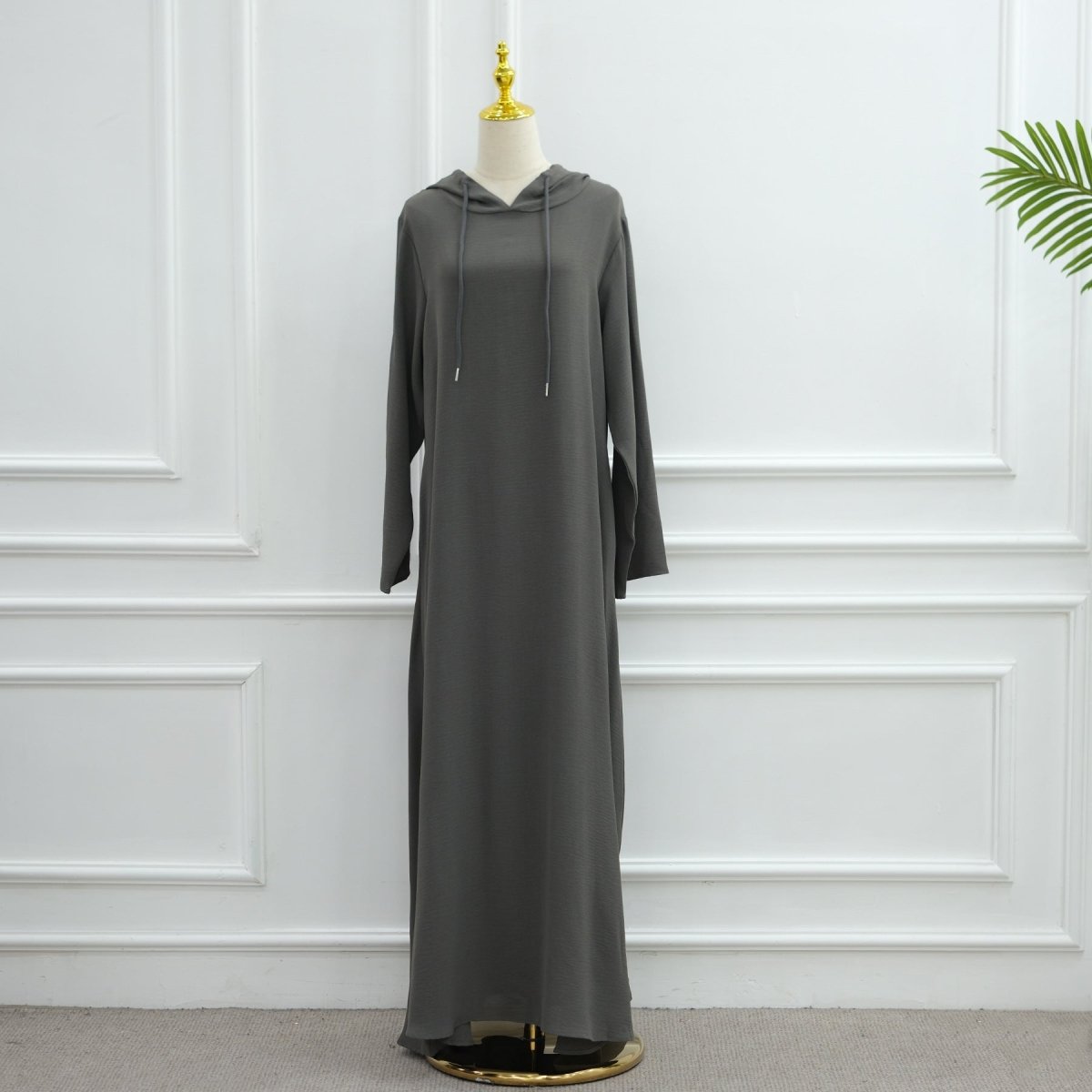 Ice Silk Crinkle Hooded Dress with Pockets(MA393)