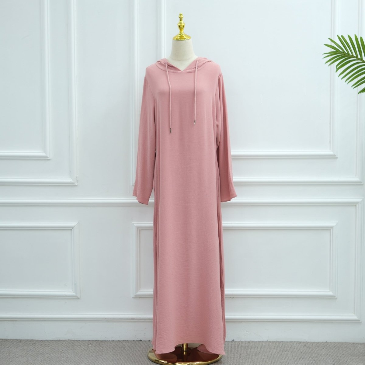 Ice Silk Crinkle Hooded Dress with Pockets(MA393)