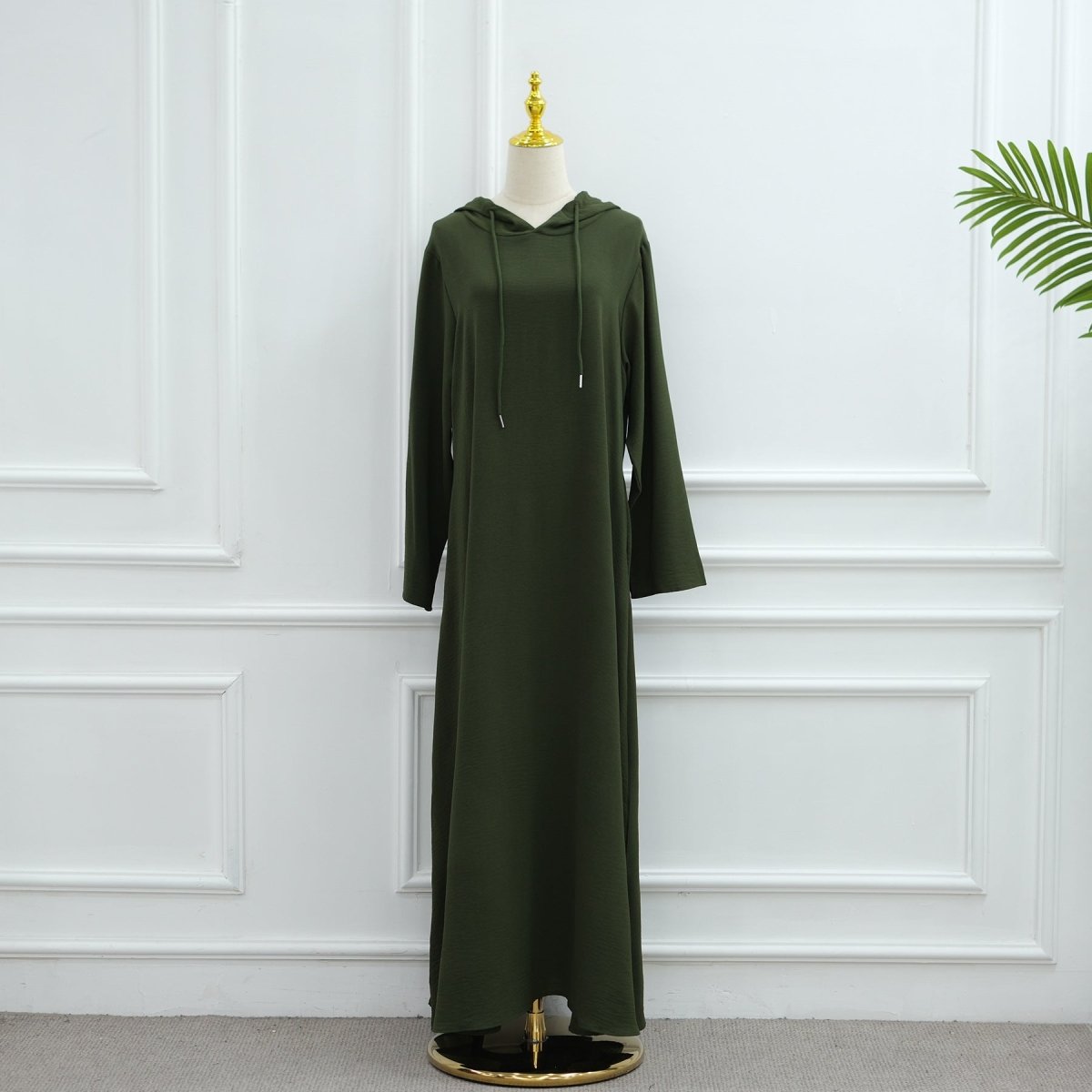 Ice Silk Crinkle Hooded Dress with Pockets(MA393)
