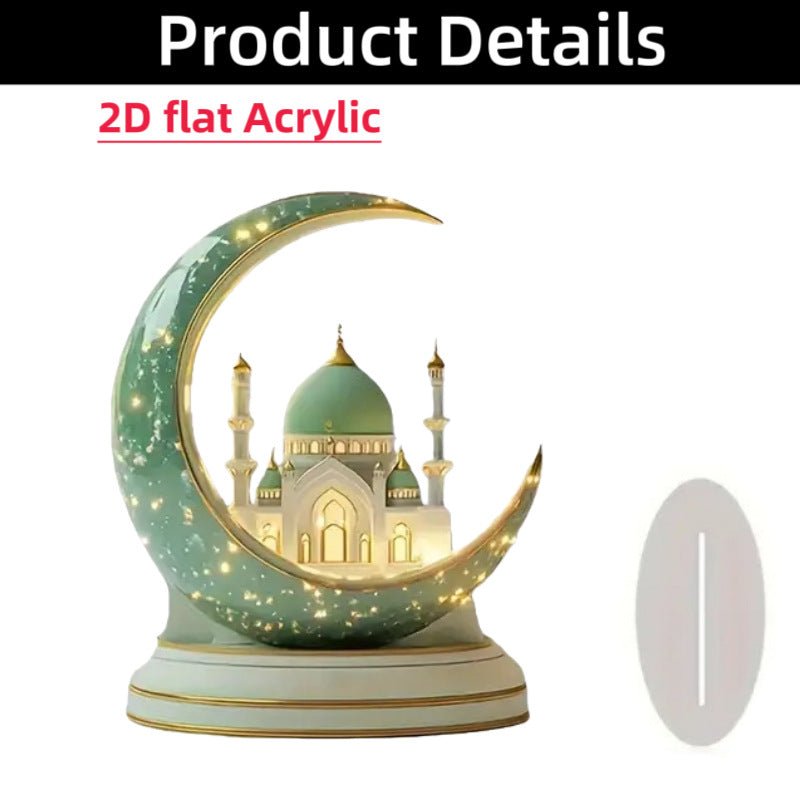 Islamic Crescent with Islamic Motifs Acrylic Desktop Ornament (MAC398)