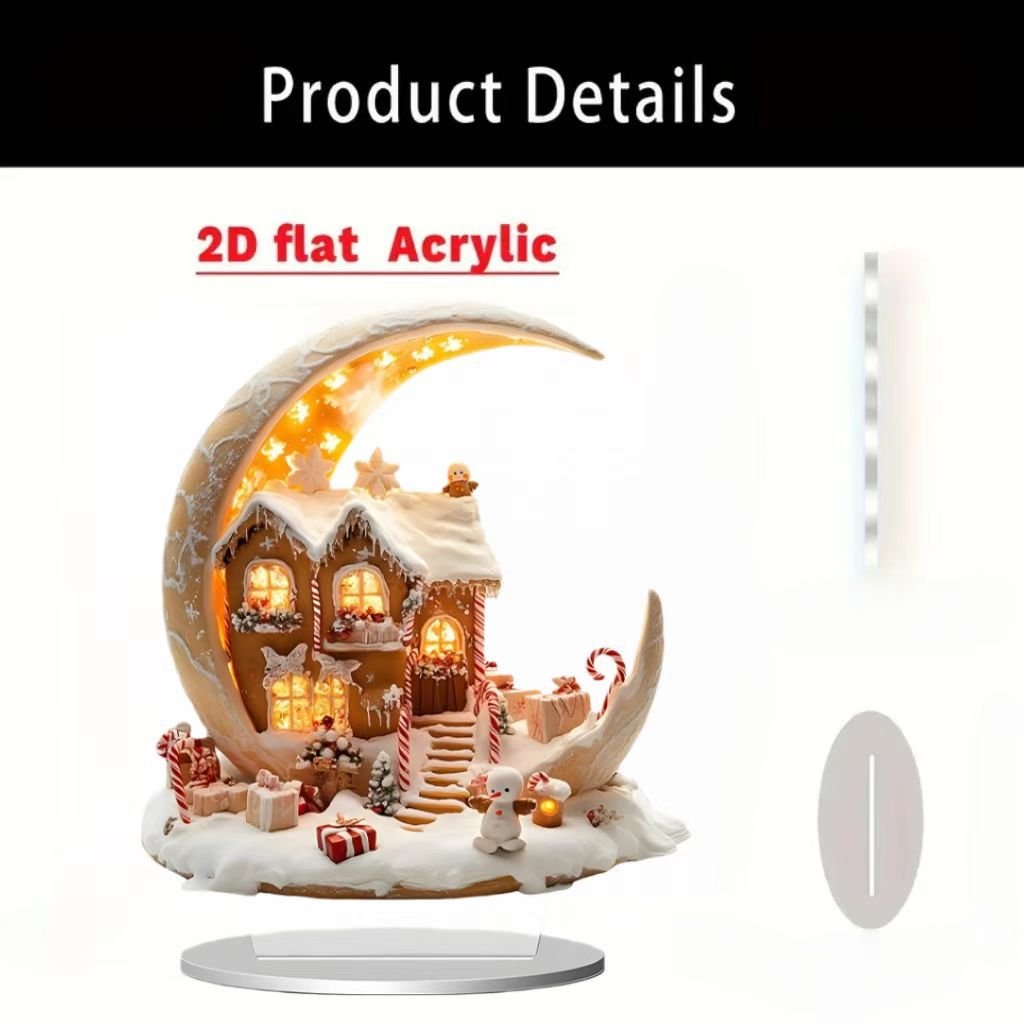 Islamic Crescent with Islamic Motifs Acrylic Desktop Ornament (MAC398)