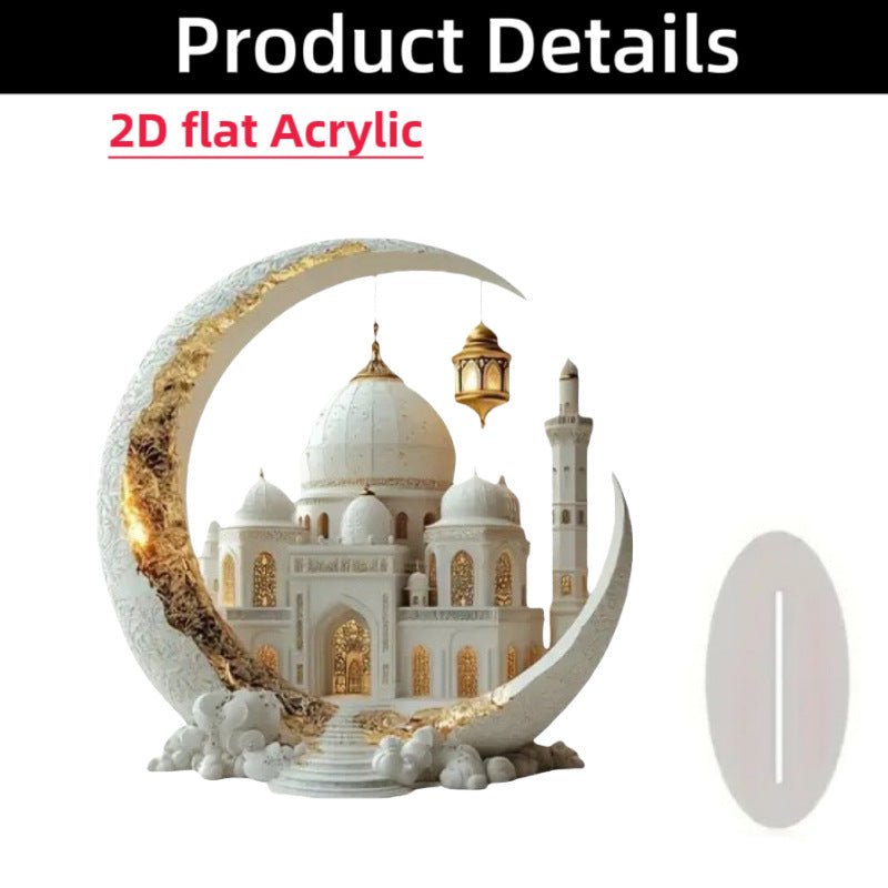 Islamic Crescent with Islamic Motifs Acrylic Desktop Ornament (MAC398)