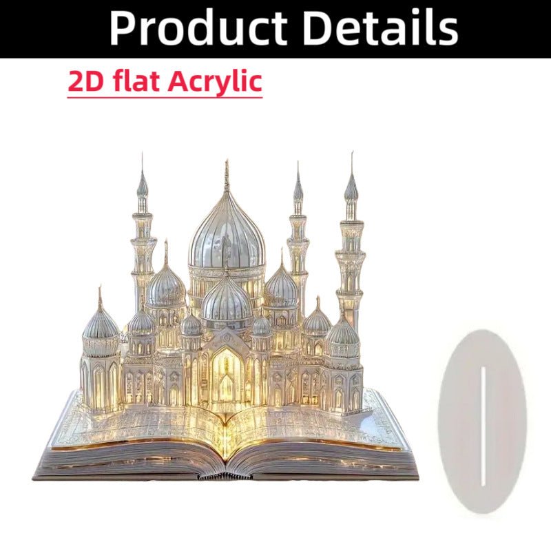 Islamic Crescent with Islamic Motifs Acrylic Desktop Ornament (MAC398)