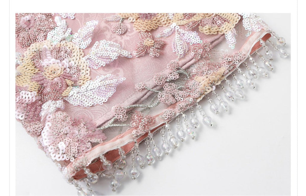 Luxury Embroidered Floral Jacket & Skirt Set(MS307)