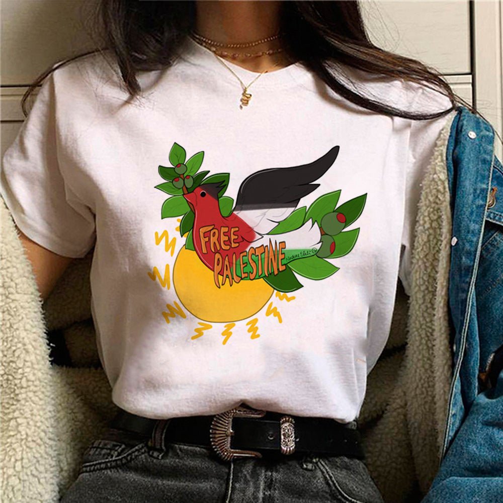 MS034 Free Palestine Printed Casual T-shirt