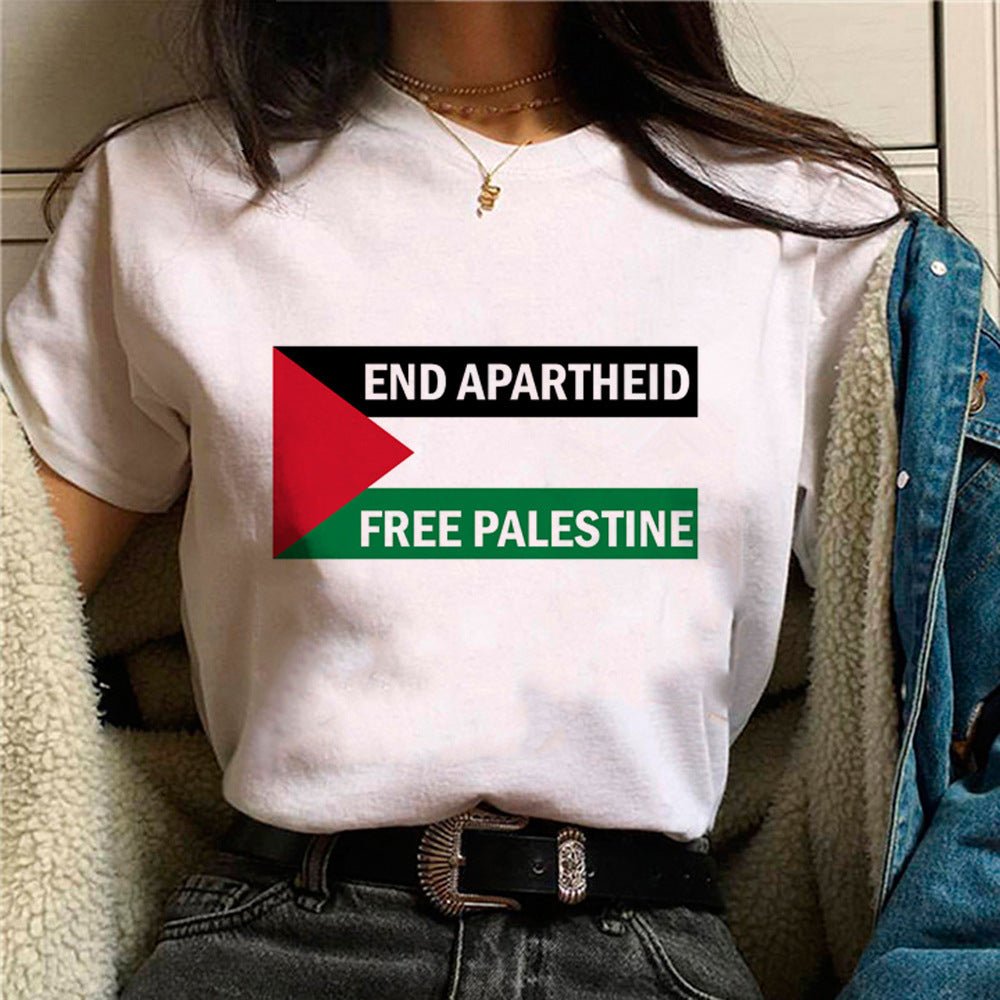 MS034 Free Palestine Printed Casual T-shirt
