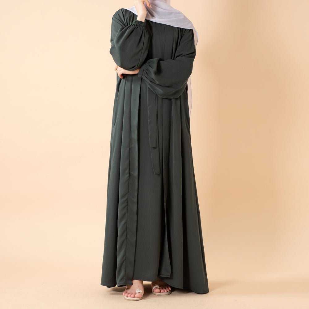 Premium Nida Zoom Open Abaya 3-Piece Set (MOA239)