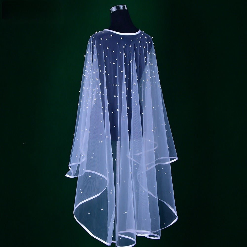 Pearl Embellished Bridal Cape(MAC374)