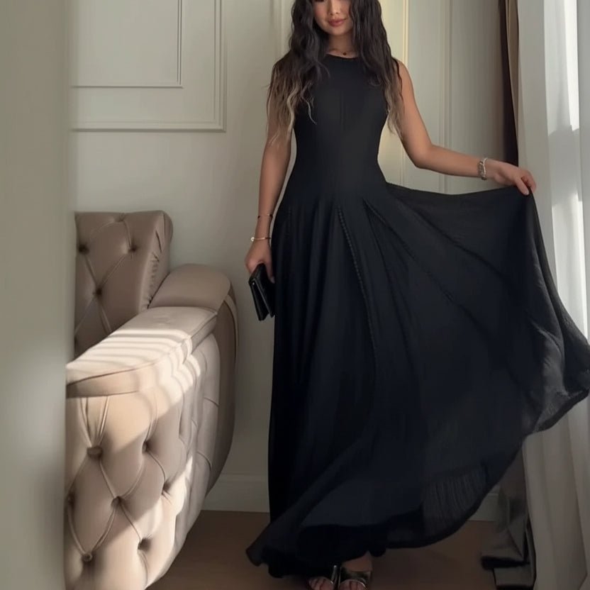 Pearl-Trim Lace Overlay Maxi Dress Set(MS464)