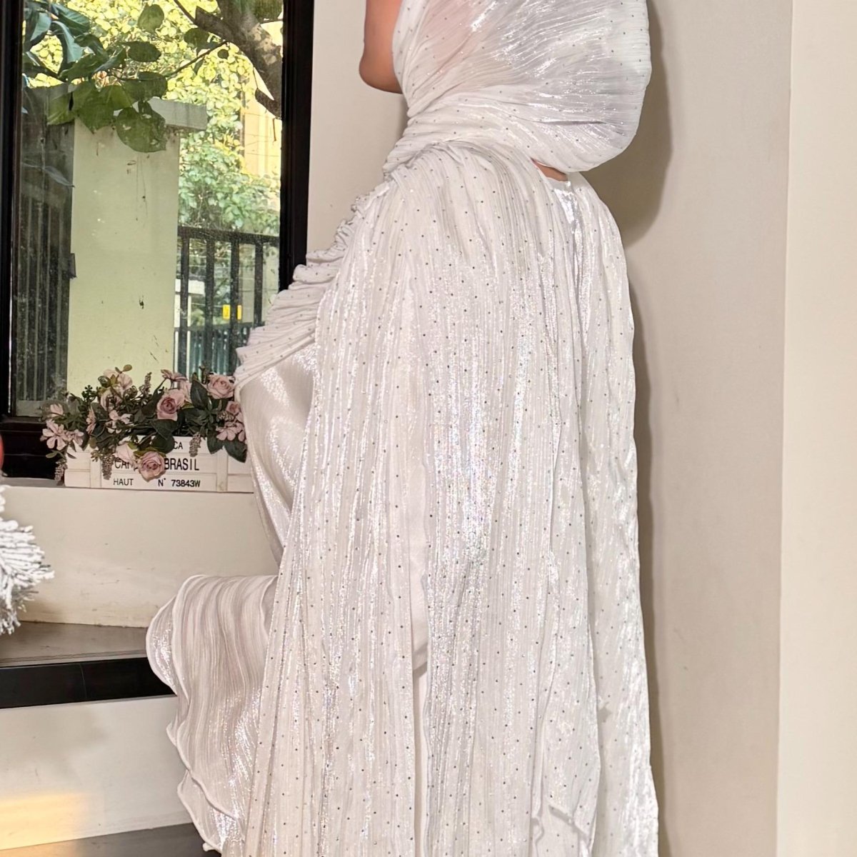 Pleated Cape Sleeve Abaya Maxi Dress(MA430)