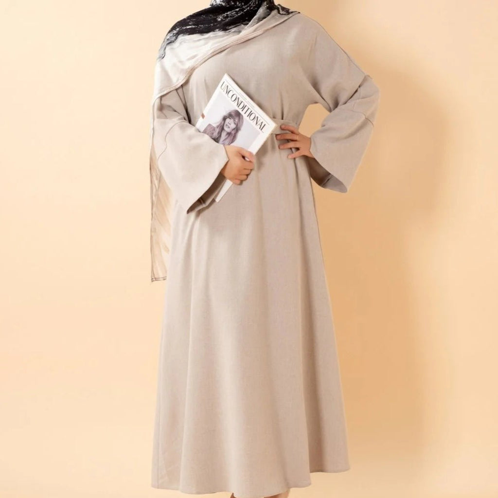 Premium Linen Effect Pullover Abaya with Pockets (MA341)