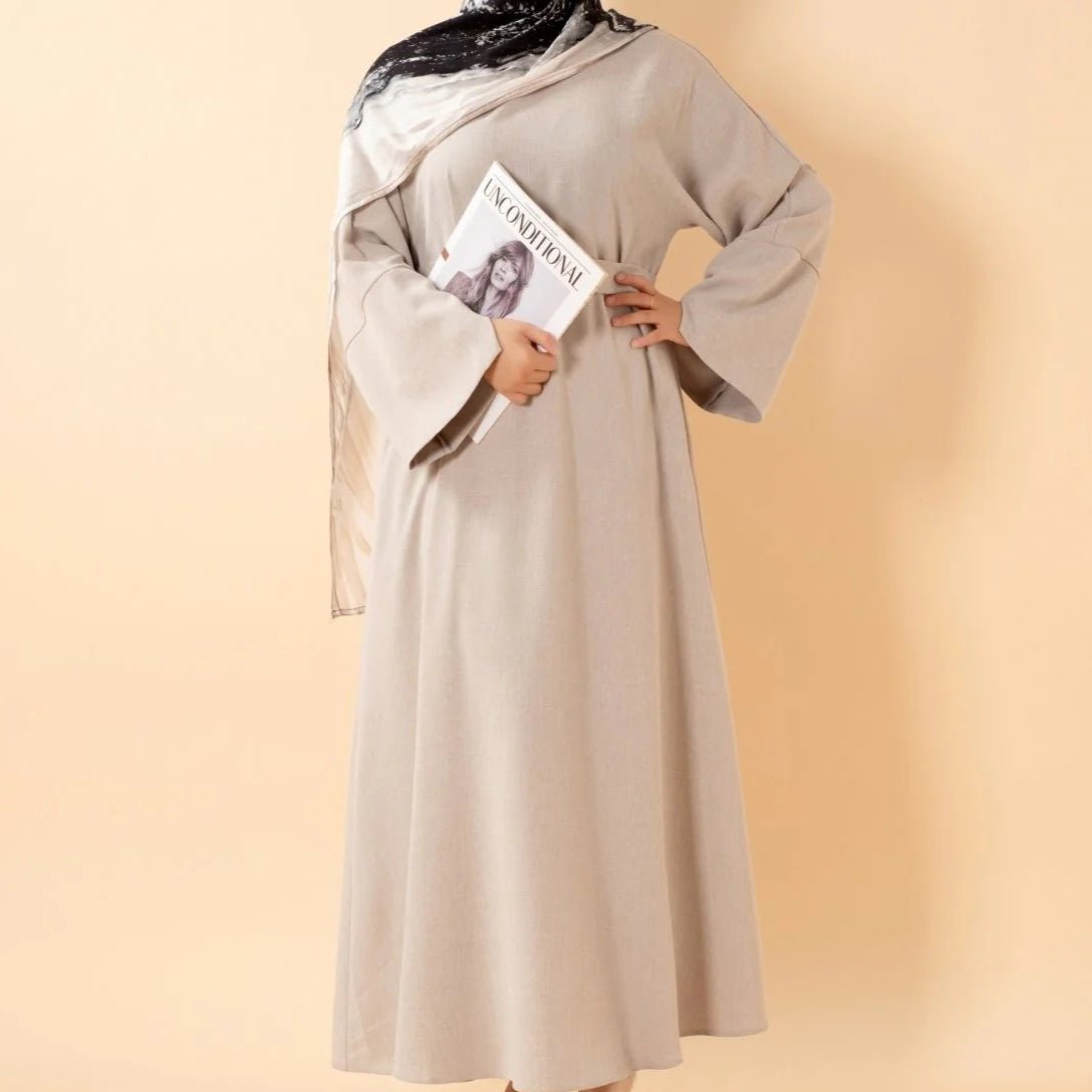 Premium Linen Effect Pullover Abaya with Pockets (MA341)