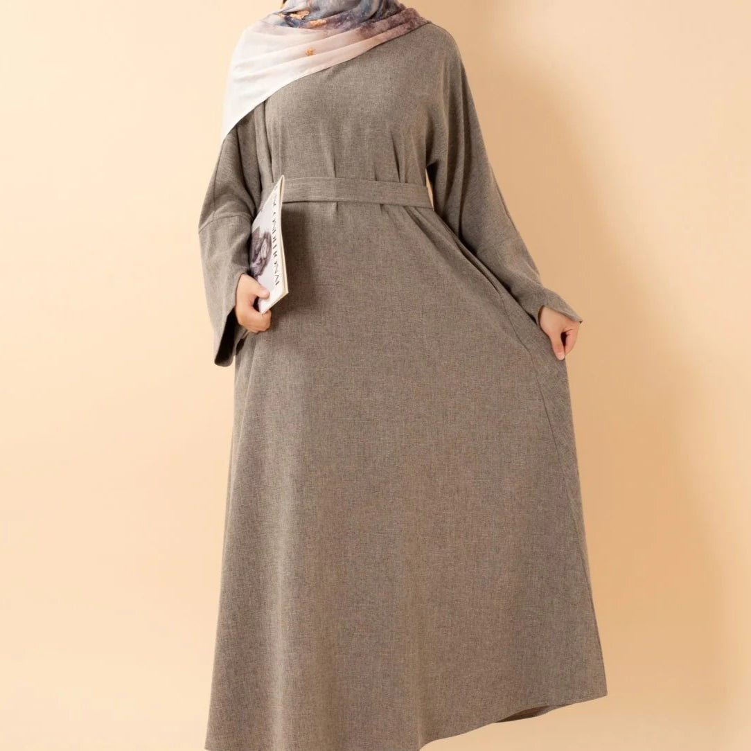 Premium Linen Effect Pullover Abaya with Pockets (MA341)
