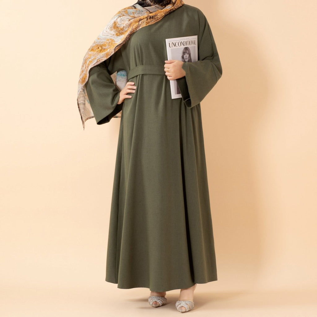 Premium Linen Effect Pullover Abaya with Pockets (MA341)