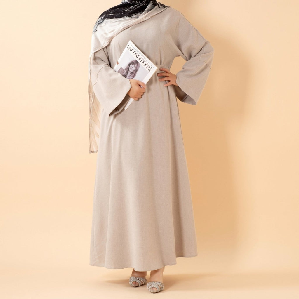Premium Linen Effect Pullover Abaya with Pockets (MA341)