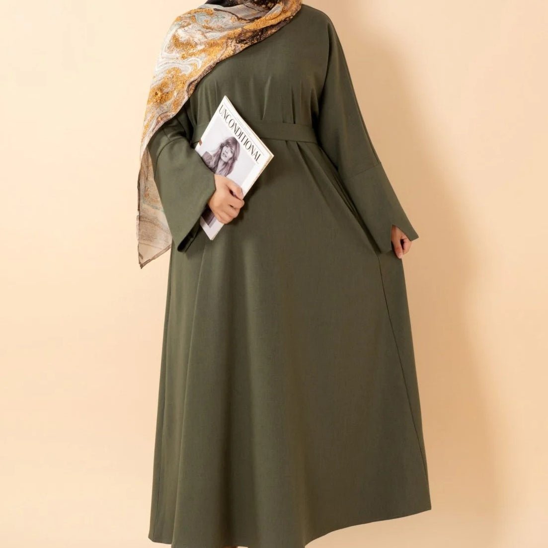 Premium Linen Effect Pullover Abaya with Pockets (MA341)