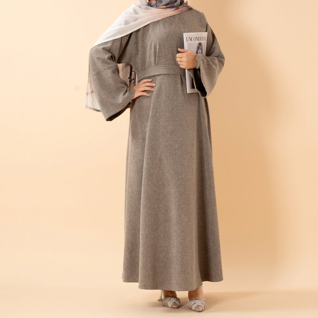 Premium Linen Effect Pullover Abaya with Pockets (MA341)