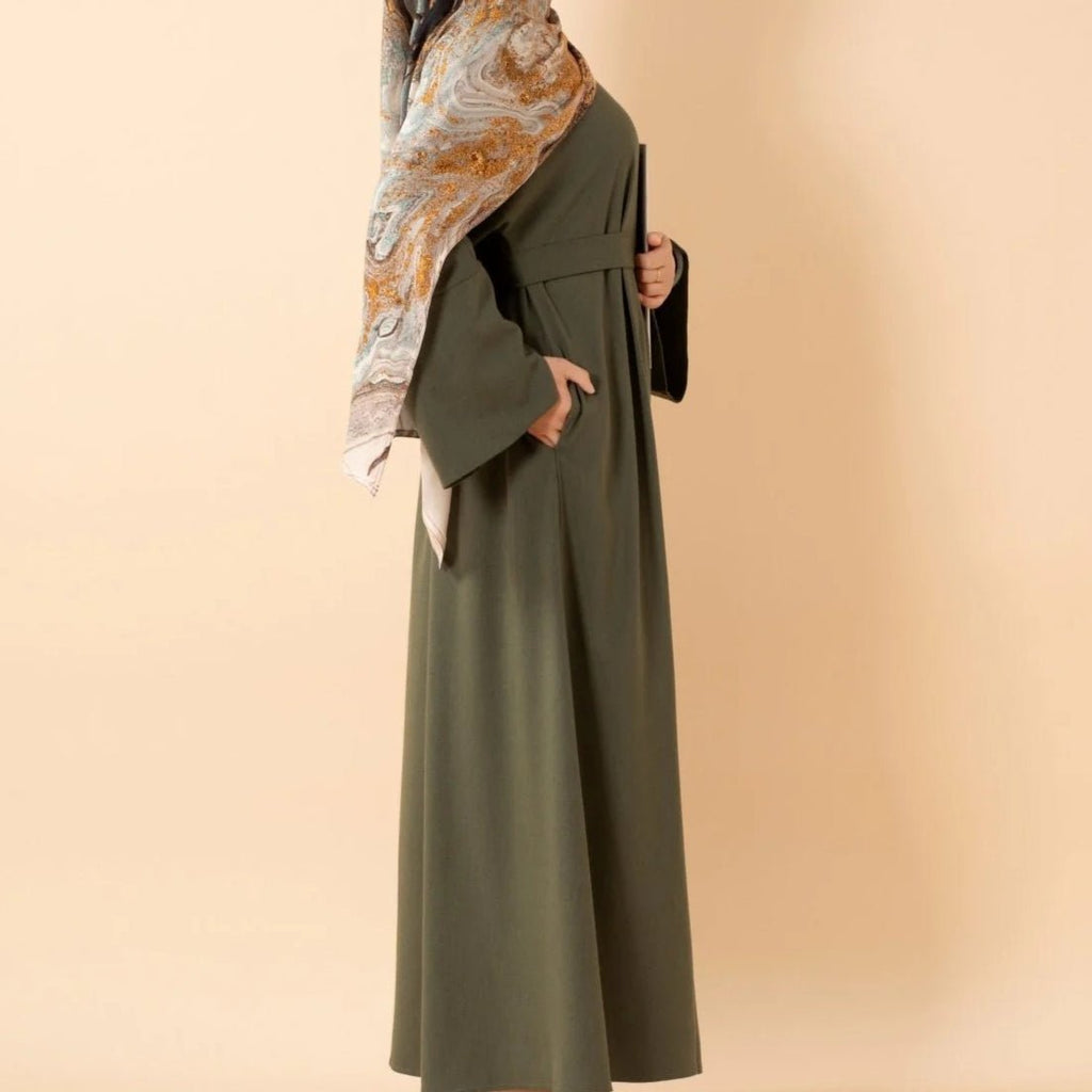 Premium Linen Effect Pullover Abaya with Pockets (MA341)